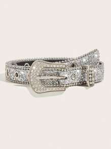 1 条男士水钻扣皮带，INS 风格宽腰带，装饰性欧美时尚朋克亮片牛仔腰带，百搭设计，适合青少年、夏季休闲、户外、运动、度假、旅行、毕业礼物、生日、日常穿着 - 多色 - 查看 21