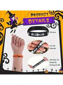 Halloween Party Armbänder, Halloween Party Geschenke, Silikon Armbänder, Armbänder für Halloween Party Trick or Treat Geschenktüten Füllungen Dekorationen Zubehör Zubehör, Geschenktüten, Geschenke, Schädel Hexen, Kürbis Geister, Silikon Armbänder, Halloween Party Geschenke, Herbst Armband Dekorationen