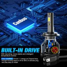 TOAUTO 2 件 V2T 汽车 LED 大灯 CSP 芯片 60W 18000LM 6500K H4/H11/H13/9005 雾灯 自动前灯 远近光 即插即用