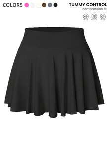 1 Piece Of Fashionable Women's Short Skirt, Seamless Shapewear Jumpsuit, Pocket Waist Anti Slip Skirt, Shopping Sports Quick Drying And Sweat Absorbing Quick Drying Skirt, High Elasticity Slim Fit Plain Color Versatile - màu đen - Xem 1