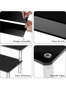 1 pieza Estantería de exhibición de cosméticos de acrílico multifuncional, de gran capacidad y de diseño minimalista moderno en color negro, adecuada para almacenar perfumes, figuras, lápices labiales y cosméticos, ideal para dormitorio, sala de estar, cocina, también perfecta para organizar la playa, el baño y el dormitorio, un gran regalo de vacaciones para familiares y amigos