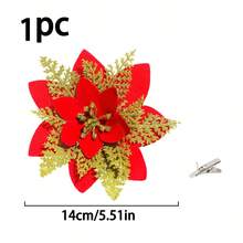 20 件 / 10 件 / 1 件圣诞树装饰品、假花、可爱人造一品红圣诞树装饰品、圣诞花、一品红、闪光人造圣诞花、假花、DIY 花环、家居装饰、婚礼派对、礼品装饰品、节日派对装饰品、圣诞节/节日/季节性/婚礼圣诞树装饰品、闪闪发光的冬季灌木装饰（红色） - 金紅 - 查看 5