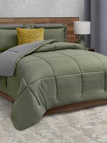 Home Elephant Edredón con Sabanas Matrimonial, King Size Dos Vistas Suave Nuevos Modelos - Verde Oliva - Ver 1
