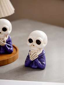1 Stück Halloween gruselige Harz Deko lachender Schädel Ornament, unheimliche Atmosphäre Feier Dekoration Geschenk, Vintage Stil, geeignet für Spiele, Malerei, Küche, DIY, Abschluss, Büro, Möbel für Zuhause
