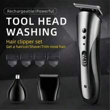Kemei KM-1407 三合一电动理发器、鼻毛/耳毛修剪器和剃须刀套装，USB充电，男士多功能理容套装（1套） - 彩色 - 查看 8