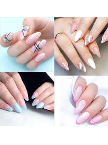 240PCS Almond Soft Gel Nail Tip Medium Size, Semi Matte Full Coverage 12 Size Full Set Of Transparent Nail Preformed Press Fit Nails, Suitable For Women's Nail Extension Art Home And DIY Nail Salon 120/192/360/504/600/720/960/1200 PCS - Clear - View 5