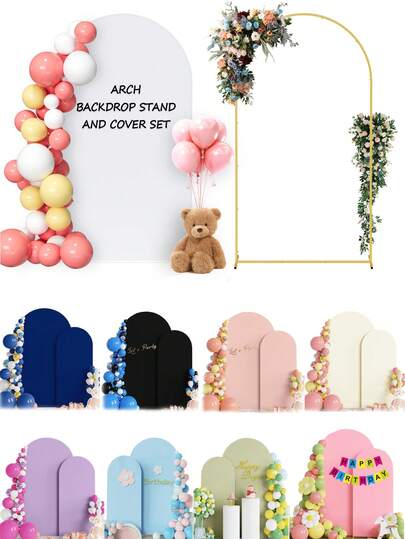 6.56ft X 59.0ft X 4.92ft Metal Photo Balloon Arch Backdrop Set, Suitable For Weddings, Birthday Parties, Christenings, Grand Openings, Receptions And Home Decor - Versatile Use