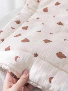 1pc Baby Seat Cushion, Cartoon Animal Print, Double-Sided, One Side Plush Polyester Fabric, Soft & Breathable, Can Be Used As Pillow, Universal Fit