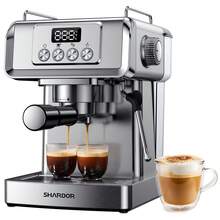 Espresso Machine, 20 Bar Expresso Coffee Machines With Milk Frother Steam Wand, Manual Latte & Cappuccino Maker, Temperature Display, 60 Oz Removable Water Tank, 1350W, Stainless Steel - US A Type Plug(110-127V) - View 2