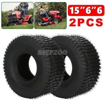 Ride On Mower Tyres 15x6.00-6 Tyres Block Pattern Tubeless Tire Commercial Parts