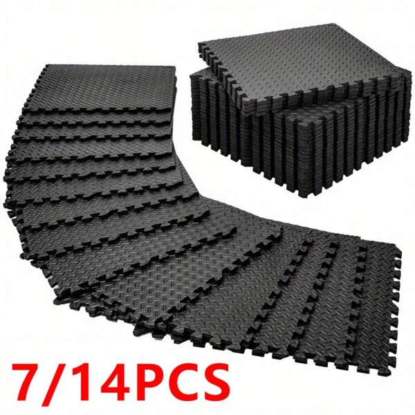 Heavy Gym Floor, Anti-Skid Exercise Mat, Interlocking EVA Foam Exercise Mat - Anti-Skid Surface Puzzle Sports Carpet Tile, Durable Protective Floor Suitable For Family Gym, Yoga And Equipment - Easy Connection Design, Thickened Buffer Training Surface, Gym Accessories, Fashionable Matte Effect