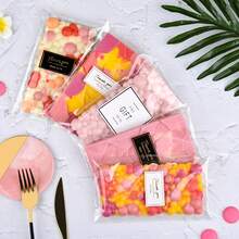 100pcs Knafeh Walnut Chocolate Bar Packaging, 4 X 8.3 Inches, Self-Adhesive, Small Plastic Wax Melt Strip Bags, 100pcs Thank You Stickers, Made Of Polypropylene (PP) Material, With 205pcs/Set Accessories - Clear - View 3