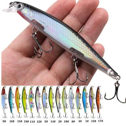 4.33英寸ABS沉水米诺路亚套装，带激光震动功能，适用于鲈鱼、鳟鱼、鲶鱼、红鱼、比目鱼——淡水和海水垂钓