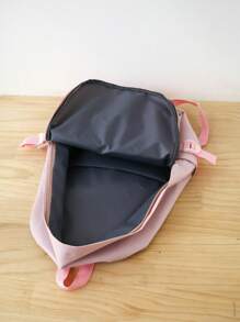 4 件套女士背包套装，韩版清新撞色背包，书包，笔记本电脑包，适合青少年、高中生、大学生、女士，日常使用、通勤、旅行 - 粉色 - 查看 6