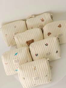 1 pezzo Borsa fasciatoio portatile, borsa da mamma con ricamo a motivo orsetto, borsa per il parto in ospedale, borsa fasciatoio impermeabile/asciutta per l'uso quotidiano, borsa compatta e alla moda per gli essenziali del bambino, organizer per passeggino