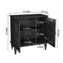 31.5"W Mid Century Vintage Sideboards Buffets Cabinet With 2 Doors Storage For Kitchen Dining, Black - Black - View 2