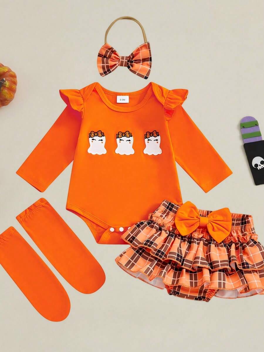 Spooky Cute Baby Outfit Set - Perfect For Halloween Fun - Orange - View 1