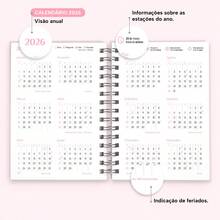 iscool Agenda 2026 Plus Monograma Floral Letra Inicial N - Branco e Rosa - Visão 7