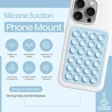 Silicone Suction Phone Case Adhesive Octo Cup Buddy Mount - Anti-Slip Holder, Hands-Free Phone Accessory For  And Android - Sticky Grip For Selfies, Videos - Baby Blue,10964257 - 藍色 - 查看 2