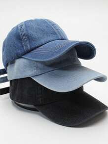 1 pezzo Cappellino da baseball in denim lavato - Stile minimalista, regolabile sul retro, visiera parasole, cappelli da uomo e donna, unisex per uso quotidiano e avventure all'aperto, adatto per tutte le stagioni