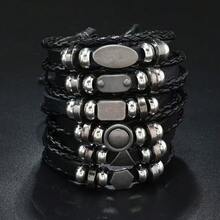 Set de 6 piezas con brazalete vintage de estilo punk con turquesa, pluma, concha de coco, cuentas de madera y rombo - Multicolor - Ver 20