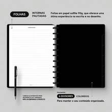 Caderno de Disco ISCOOL Capa Dura Monograma Minimal Perfil Letra W - Preto e Prata - Visão 5