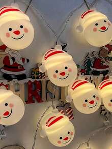 1 buc 1.5m 10 lumini LED de Crăciun lumini decorative Moș Crăciun om de zăpadă șir de lumini de Crăciun decorațiuni pentru brad de Crăciun potrivite pentru petrecerea de Crăciun sufragerie dormitor și cameră decorare recuzită de lumini cu pălării de Moș Crăciun, ideale pentru brad de Crăciun, casă de vacanță și decorațiuni de petrecere (bateriile nu sunt incluse, necesită baterii AA)