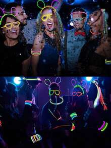5/10/20/50/100pc Upgraded Fluorescent Luminous Bracelet Necklace, Party, Wedding, Concert Neon Lights - Bright Multi-Color Luminous Stick, DIY Fluorescent Bracelet, Party Decoration, Music Festival Supplies, Party Gifts (Color Random)