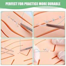 3-Layer Silicone Suture Pad With Embedded Anti-Tear Mesh, Durable For Wound Suture Practice, Medical Student Gift
