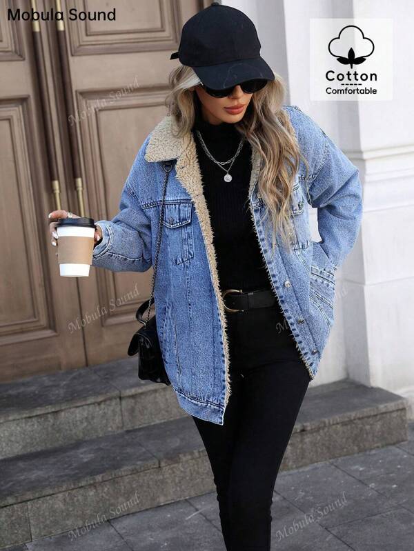 Chaqueta cortavientos estilo deportivo, de moda y casual de color azul, con forro térmico, para mujeres jóvenes, estudiantes y universitarias, para primavera, otoño e invierno