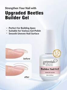 15ml Nail Extension Gel, 7-In-1 Clear Extension Gel, LED Lamp Cured Colored Rubber Base Coat, Strengthen & Thicken Extension Gel With Rhinestones, Bottle, Suitable For DIY Home Manicure & Salon Gifts