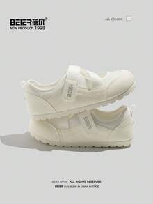 BEIER 1 双撞色学院风仿皮钩环休闲鞋，一脚蹬，适合春秋季户外穿着，女士运动鞋 - 米色 - 查看 5