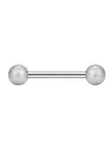 1 pieza Barra de lengua con doble bola de acero inoxidable, joyería de perforación corporal de acero quirúrgico