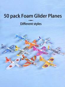 50 件泡沫滑翔机飞机 | 散装派对礼品和户外飞行玩具，适合青少年和成人 | 纸飞机乐趣