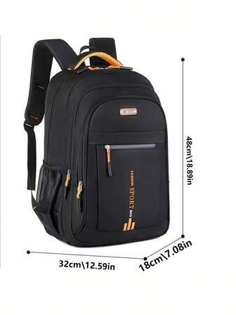 Minimalistisk enfärgad ryggsäck, multifunktionell college-stil, campusryggsäck, mångsidig nylonreserygsäck, stor kapacitet, dekoration med bokstavsetikett, enkel avslappnad skolväska, skolväska med stor kapacitet för nya gymnasieelever, ryggsäck för högstadiet, avslappnad ryggsäck för affärsresor, skolväska, läromedel för studenter, ryggsäck för skolstart, skolväskor med stor kapacitet, resväskor