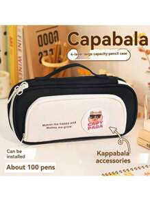 Estojo de lápis grande e de alta qualidade, simples, multiuso, tipo urso, para armazenamento de itens de papelaria para escola/escritório, estojo de lápis multiuso de lona com zíper, para escola, volta às aulas, suprimentos escolares, nécessaire, mochila escolar