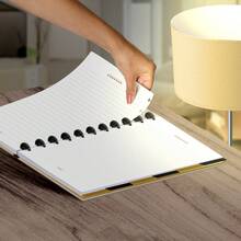 ISCOOL Hardcover Notebook With Monogram Minimal Profile, Letter W - White and Gold - View 11