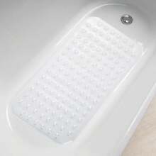 1pc Shower Mat Non Slip - PVC Bathroom Mat, Sturdy Bath Mat With Suction Cups For Indoor Outdoor Use, Curlable Quick Drain, Easy To Cut, Machine Washable, 15x27.6inch Back To School Bathroom Kitchen Decor - Transparent - View 3