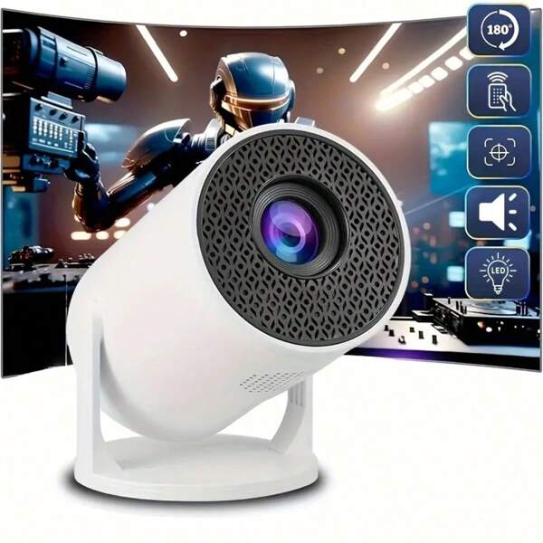 720P HD WiFi Projector, Smart Portable Projector With Wireless Screen Mirroring, 180° Rotatable Projection, Suitable For Smartphone/TV Stand/Laptop/Ultra HD Display, Ideal Holiday Gift