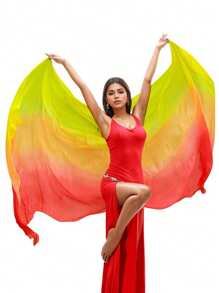 涤纶肚皮舞面纱 - 飘逸渐变色手帕，适合表演和练习