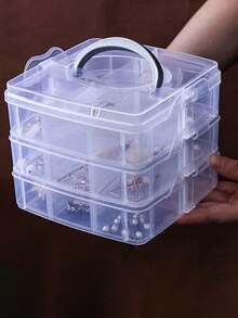 1 件 3 层 18 格透明收纳盒，玩具、珠宝及配饰整理盒，便携式储物盒，情人节返校礼物 - 查看 2