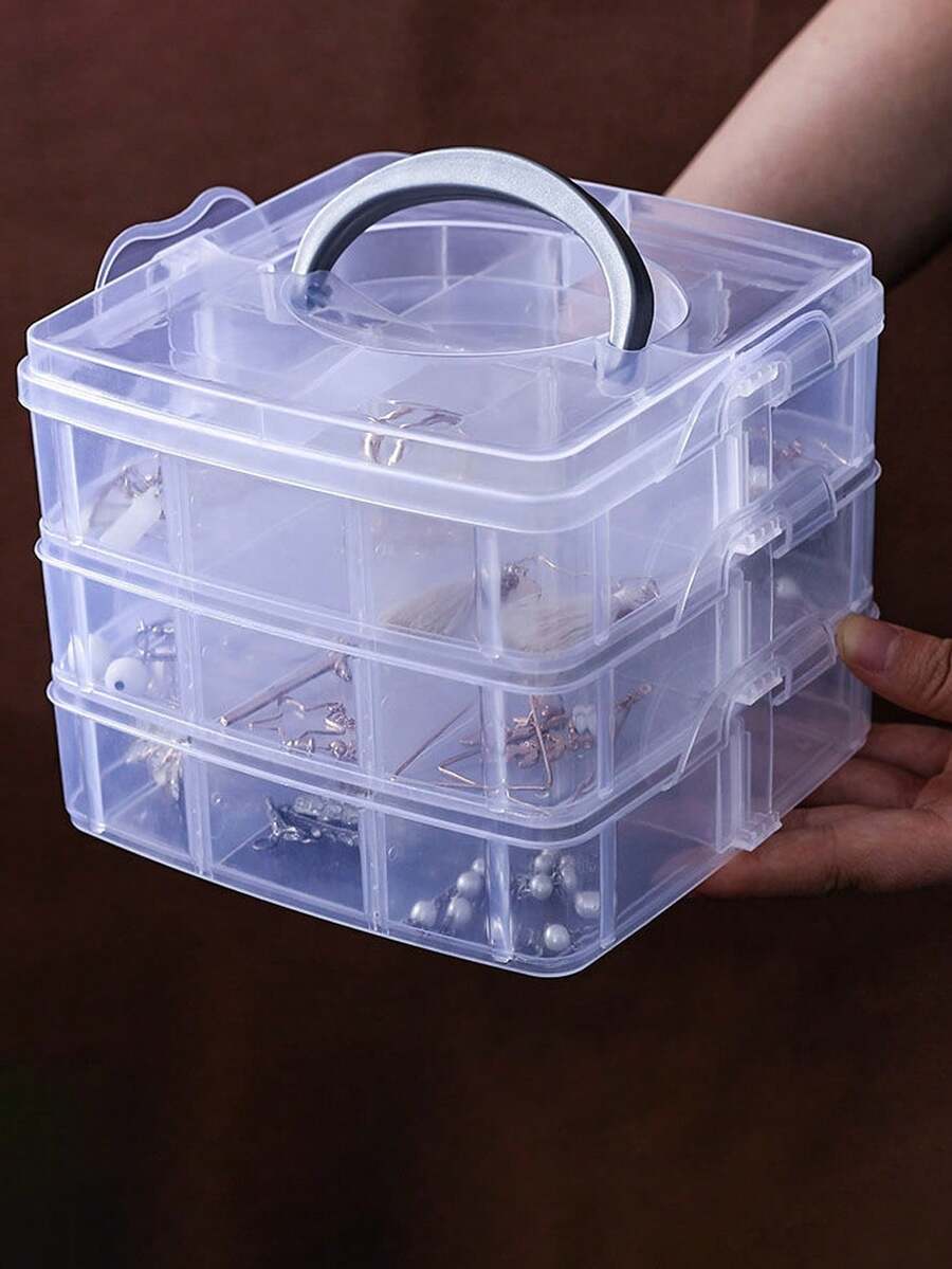 1 件 3 层 18 格透明收纳盒，玩具、珠宝及配饰整理盒，便携式储物盒，情人节返校礼物