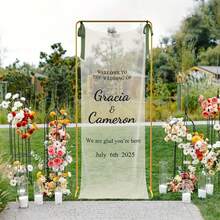 Biển chào mừng đám cưới thiết kế riêng, làm từ bông gòn, vải rèm tắm và vải voan mỏng; ba loại vải cho biểu ngữ; trang trí tiệc cá nhân hóa; biển hiệu tối giản; biển hiệu bằng vải; biển chào mừng đám cưới. ,Tình yêu vĩnh cửu - Nhiều màu - Xem 7