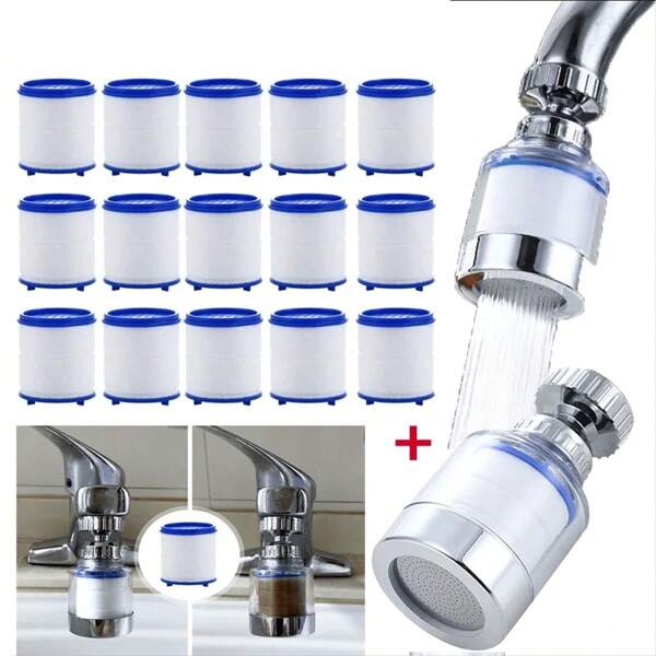 Filtro de fregadero, filtro de grifo universal giratorio 360°, filtro de agua de grifo de cocina - elimina cloro, flúor, metales pesados y agua dura para el hogar, la cocina y el baño