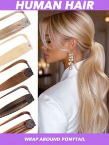 真人发马尾接发，直发，高光金色渐变，8"-24" 真正天然巴西雷米，女士可编织 DIY 马尾辫，增加发量和长度，适合所有种族的自然造型，马尾接发，多功能假发，多色[#12p613 #4/27 #3/30/33 #613 #30]