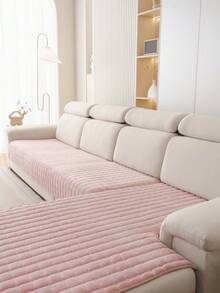 1pc Veet Washable Non-Slip L-Shaped Sofa Cover, Fits 3-Seater Sofa, Quilted Design, Magnetic Closure, Pet-Friendly Protection - Gray Velvet Sofa Cover