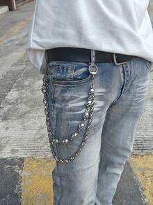 Y2K Stainless Steel Heavy Metal Skull Pants Chain Boy Hip Rock Fashionable Waist Luxury Accessories Summer New Holiday Gifts - Silver - View 4
