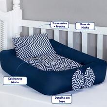 Baby Magic Island Tổ em bé + Nôi vải lanh Crown Royalty Hoàng tử và công chúa - Màu xanh hải quân - Xem 7