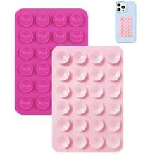 4pcs/Set Silicone Suction Cup Phone Holder, Waterproof Sticky Base Fit Most Phones, Selfie Video Universal Finger Grip, Black/White/Purple/Orange Colors; 2pcs/Set Black-Pink/White Colors