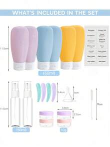 20pcs Travel Bottles Set, TSA Approved Leak Proof Toiletries Containers For Shampoo, Conditioner, Lotion, Shower Gel - Refillable Portable Travel Accessories For Makeup Bags & Liquids For Bathroom For Travel For Outdoor For Business Leakproof